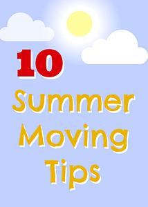 Tippet-Richardson top 10 summer moving tips with red and yellow font color and blue-sky color background