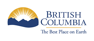 BC tourism logo in yellow and blue lettering that displays British Columbia The Best Place on Earth