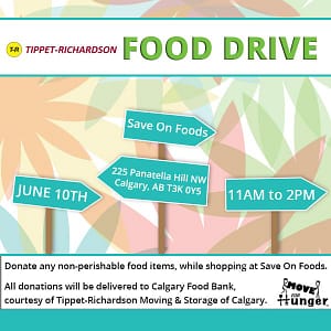 Tippet-Richardson Food Drive instructions to donate non-perishable food items