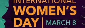 International Women's Day news feed image in black and neon colored green background and yellow colored lettering